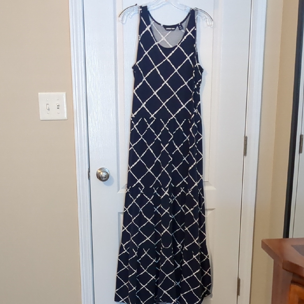 Navy and White Land's End Maxi Dress